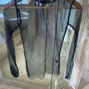 New Marcella Sheer Black Long Sleeve Statement Top